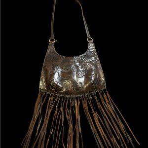 Okie Dokie Tooled Crossbody Fringe Bag Boho Chic